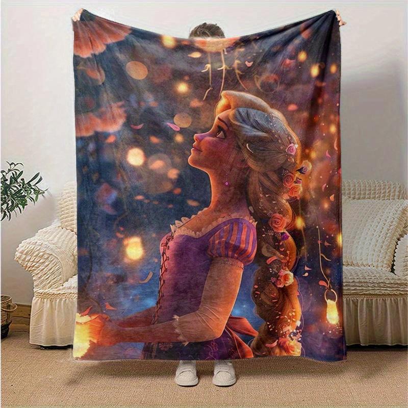 1pc Tangled Rapunzel Inspired Home Decorative Throw Blanket, Soft Coverlet for Bed, Couch, Travel, Camping, Car, Beach, Office Nap, Perfect Gift IdeaA