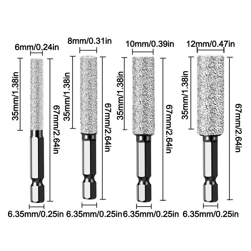 Hexagonal Shank Diamond Drill Bit 6/8/10/12mm Brazing Hole Opener  for Drilling and Grinding