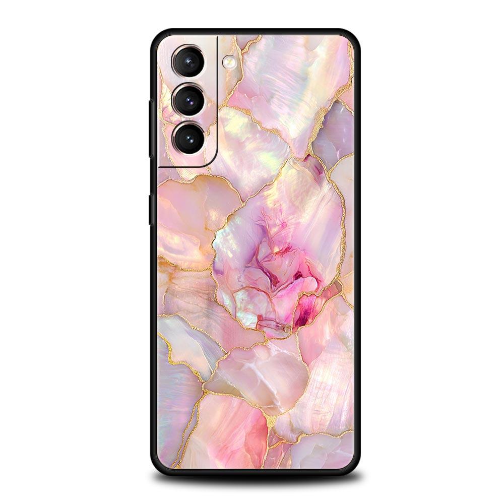 Модный золотой розовый мраморный чехол для телефона для Samsung Galaxy S26 Ultra S25 Plus S24 FE S23 S22 5G S21 S20 Черный мягкий