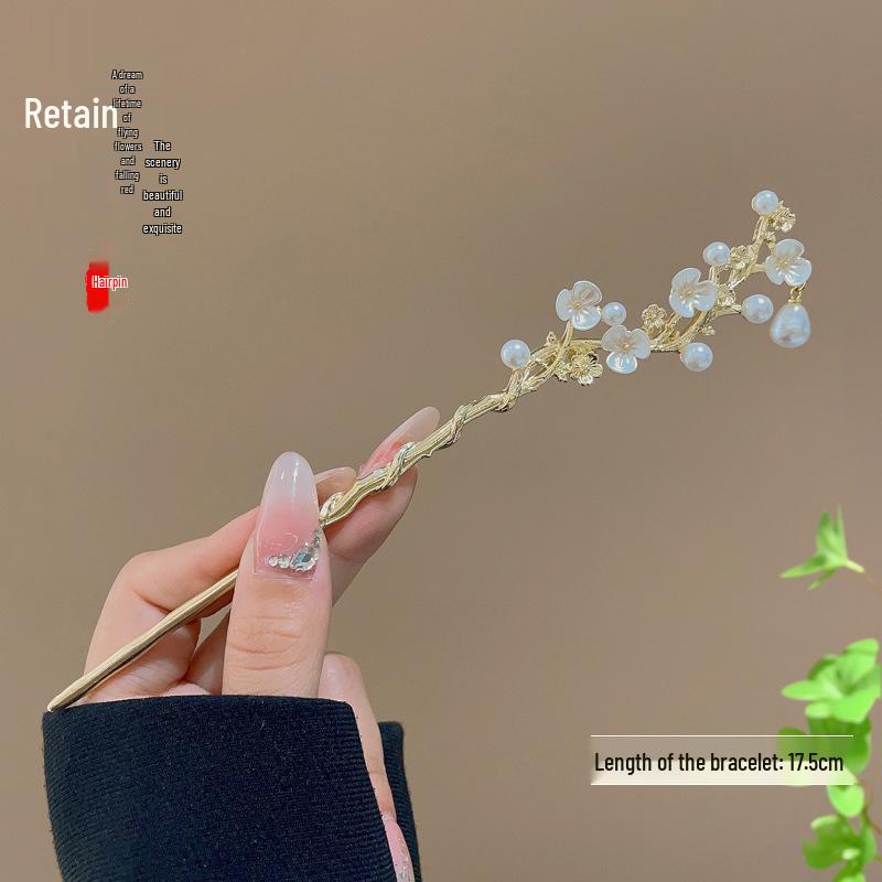 Ancient Style High-End Chinese Sandalwood Tassel Hairpin for Hanfu Costume Updo