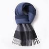 100% Wool Long Scarf Men Winter Warm Neck Scarves Classic Business Plaid Blue Scarf Shawls Luxury Striped Foulard Hommes