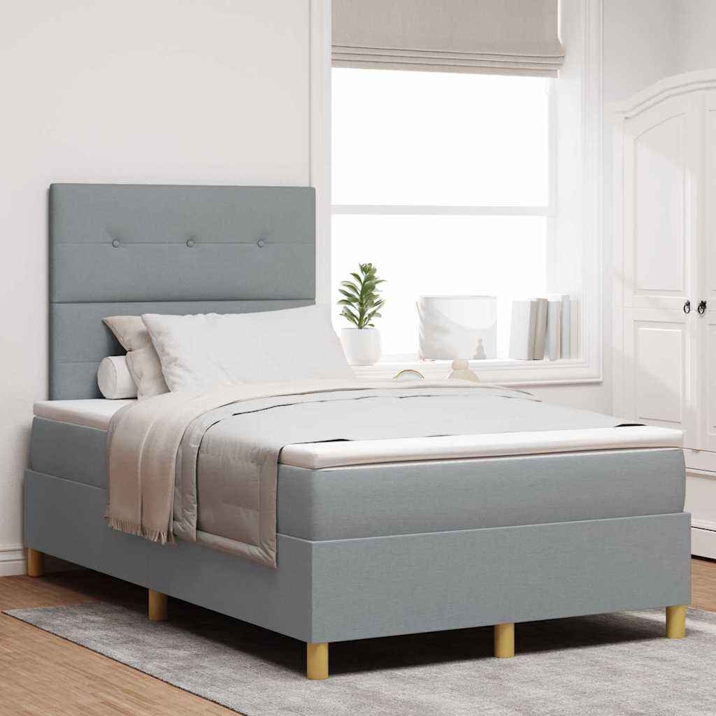 Boxspring Bed with Headboard Light Grey 120 x 190 cm Fabric