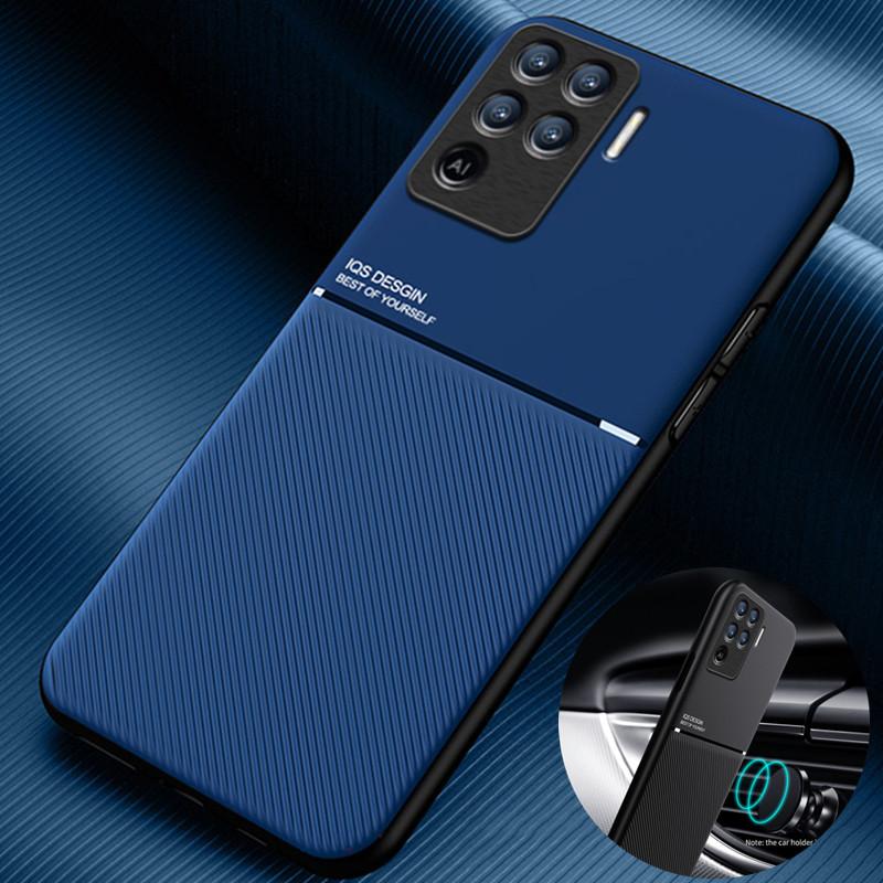 Чехол для OPPO Reno 5 Lite с текстурой кожи, автомобильный магнитный держатель, задняя крышка для Oppo Reno5 Lite Reno 5Lite Renault 5, легкие чехлы
