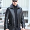 Men's New Jacket Leather Down Jacket White Duck Down Filling Casual Winter Sheepskin Solid Color Lapel Thick Coat