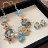 Exquisite Marine Style Nekclace Earrings Sweet Beach Jewelry Textured Starfish Shell Necklace  Gift