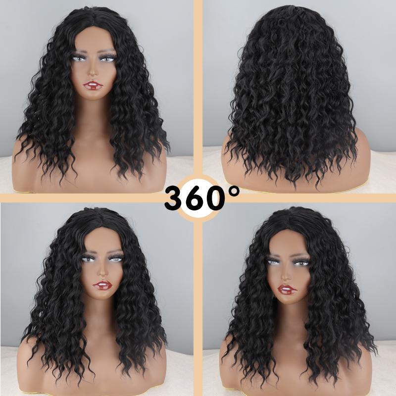 MISS WIG Африканский женский длинный кудрявый натуральный черный парик без челки из синтетического волокна, глубокий вьющийся черный парик