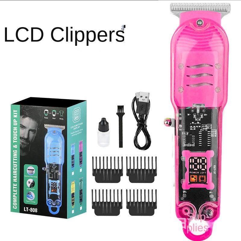 Professional Hair Cutting Machine Rechargeable Hair Clipper Transparent Electric Hair Trimmers For Men Cordless Hair Cut Machine
