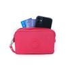 Middle-aged Women Long Three Zipper Layer Money Pouch Nylon Phone Bag Solid Color Card Key Toiletry Canvas Storage Organizer Bag