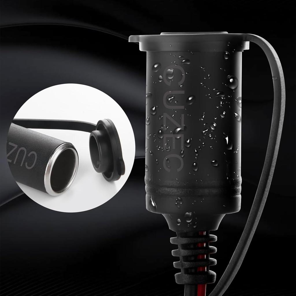 CUZEC 12В/ 24В удлинитель с розеткой и зажимами для аккумулятора 4,9 фута / 1,5 м 16 AWG, зажим-крокодил на аккумулятор и адаптер прикуривателя