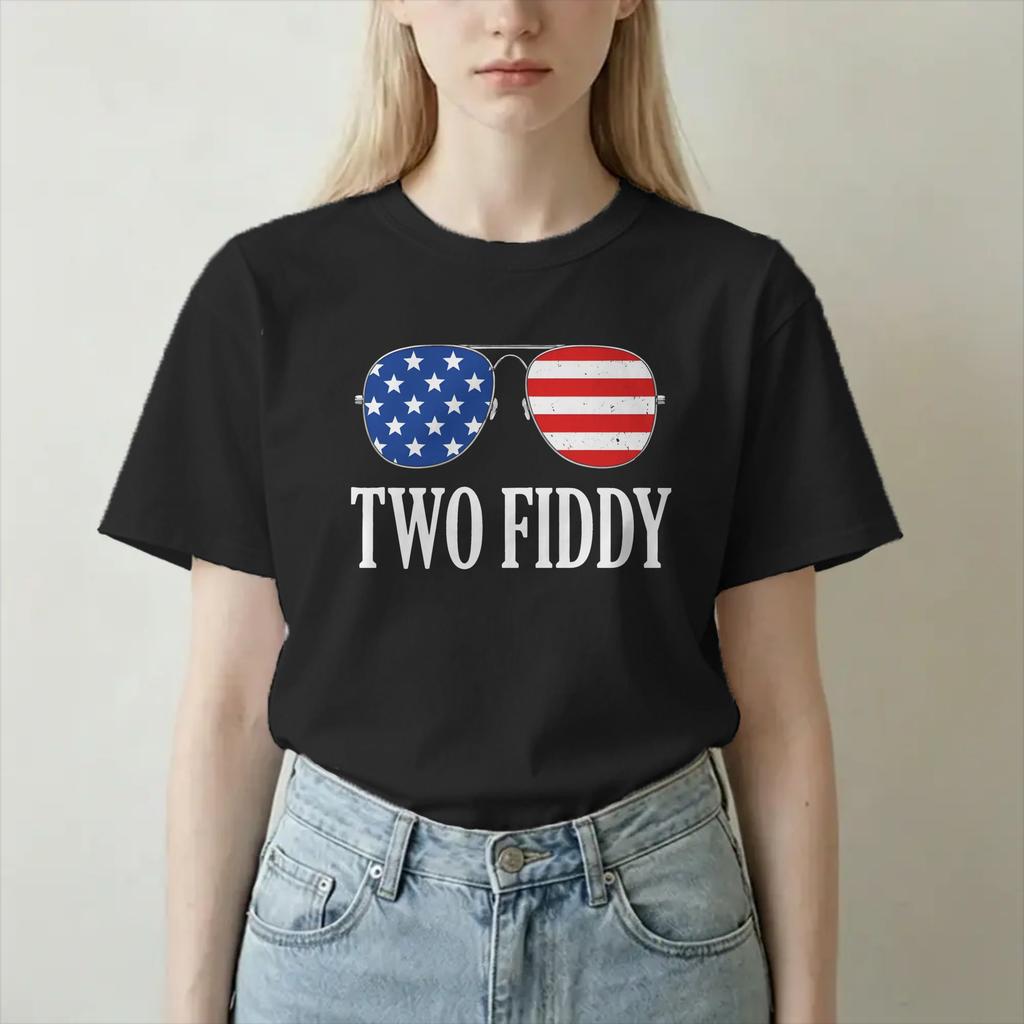 Two Fiddy 4th Of July T Shirt For Unisex Unisex 100 Cotton Awesome Tshirts Round Neck Tees Short Sleeve Tops Adult