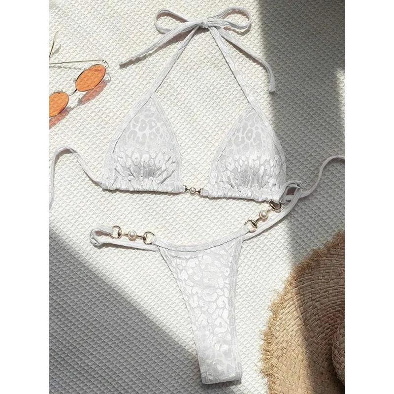 Сексуальный леопардовый бархатный бикини мини микро стринги бикини женский купальник женский купальник раздельный купальник халтер купальный костюм плавать