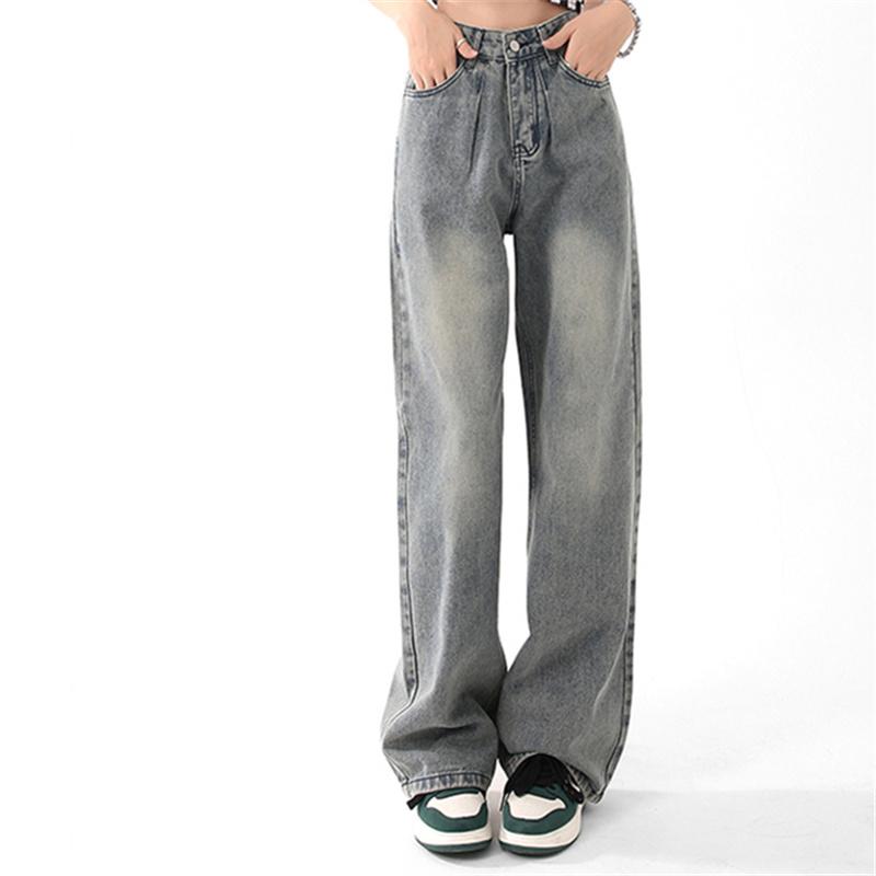 Осень-зима, плотные, теплые, с высокой талией, широкие женские джинсы, винтажные прямые мешковатые джинсовые брюки, уличная одежда, повседневные джинсовые брюки