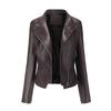 New PU Lapel Women's Slim Leather Jacket for Women Spring and Autumn Thin Long-sleeved Jacket Short Women's Jacket