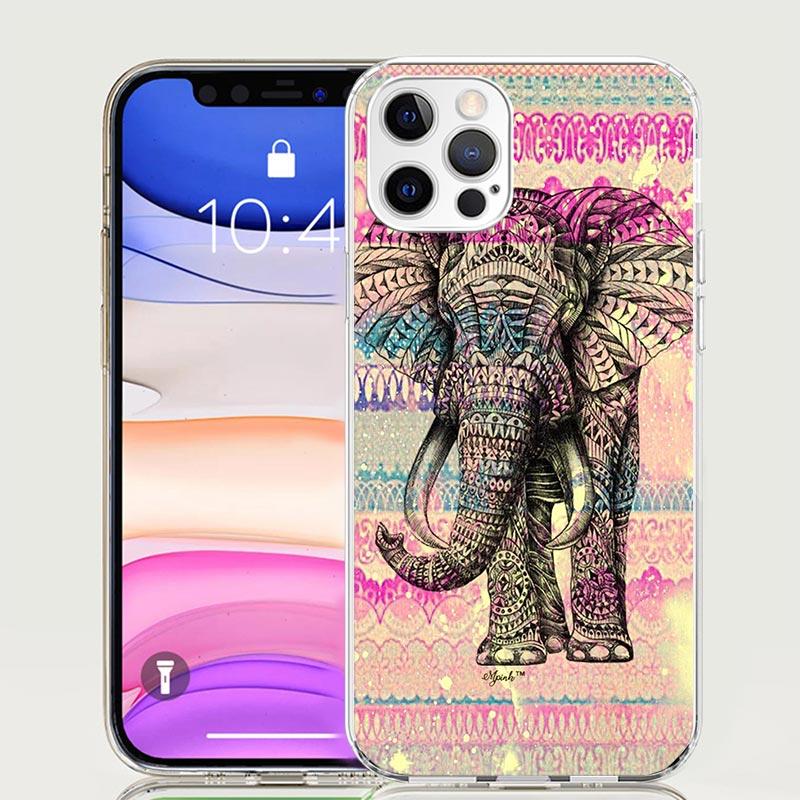 Чехол для телефона с мандалой слона в ацтекском стиле для iPhone 17 Air 16 15 Plus 11 14 Pro Max 13 Mini 12 7 8 + SE Художественный узор Индивидуальная крышка 17