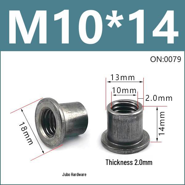 Thickened Welded T-Nut, Cold Heading Iron Plate, Round Imperial Fine Thread, Natural Color, Sizes M6/M8/M10.