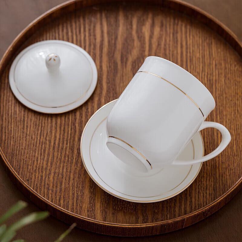 10-Piece Gold Rim Bone China Teacup & Saucer Set