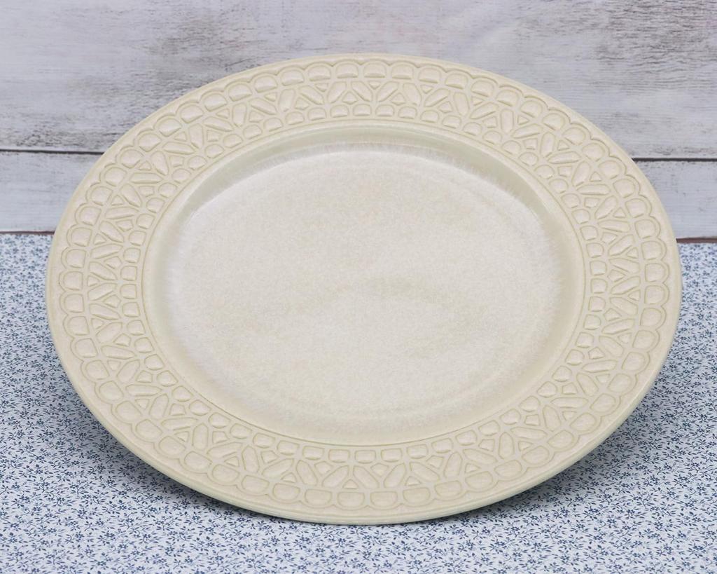 Castle Enterprises [Set of 5 24cm Meat Plates (White)] Mino Ware Lace-Patterned Plates for a Cute and Stylish Look. Recommended for Women.
