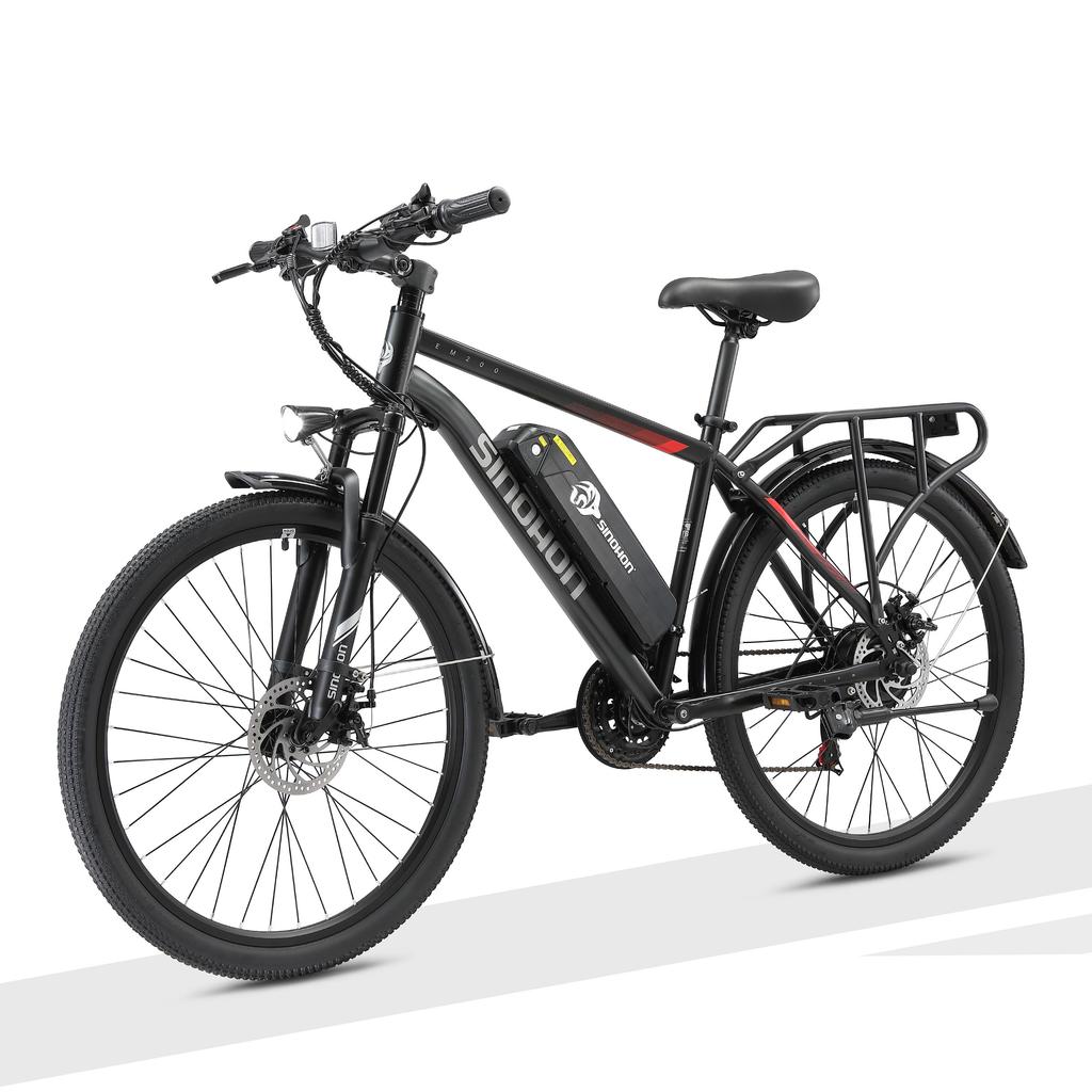 26'' 500W Electric Mountain Bike, 48V 12.5Ah Removable Battery 21 Speed Adult Electric Bicycle, Lock Suspension All Terrain E-Bike with Rear Rack