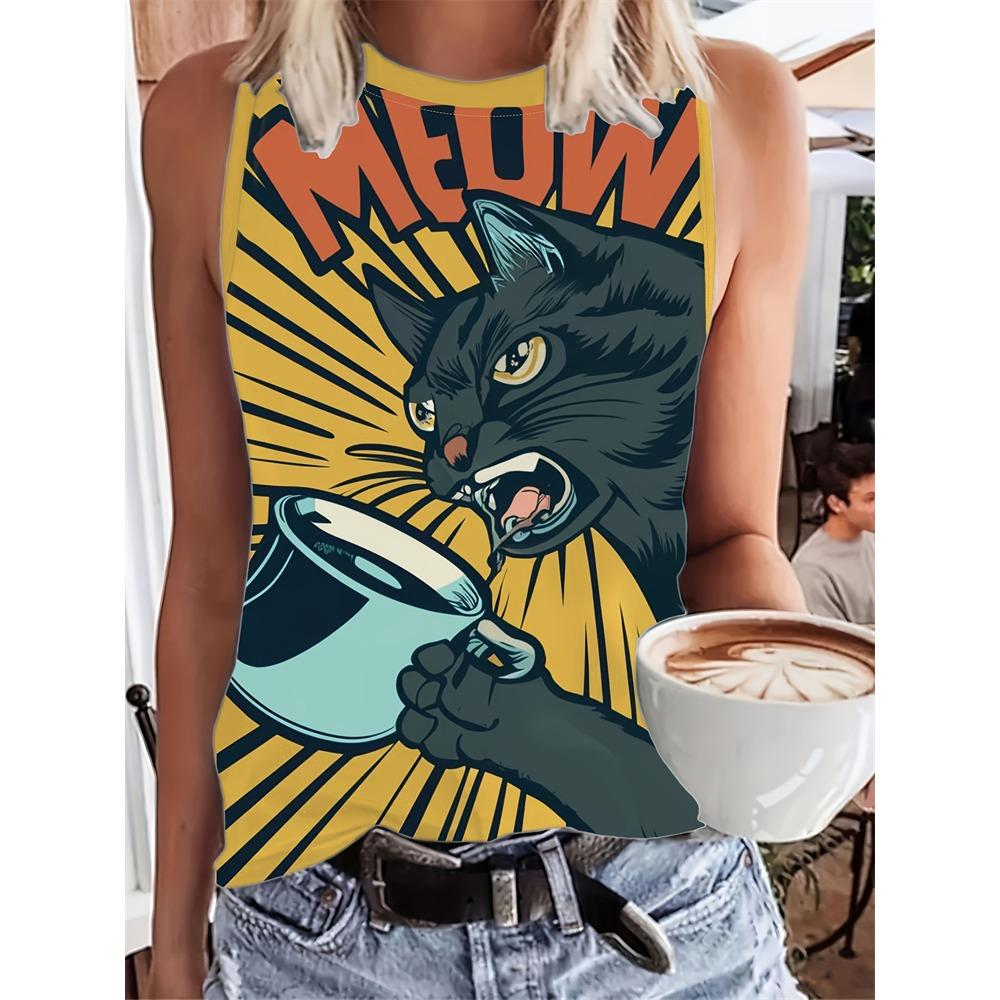 Женская майка в винтажном стиле с 3D-принтом в этническом стиле, женская футболка без рукавов, летняя повседневная женская майка для улицы