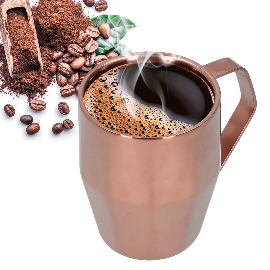 Кружка 304 Нержавеющая сталь Двухслойная Алмазная поверхность Европейская Чашка для кофе и воды с ручкой Розовое золото