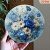 Винтажная круглая металлическая табличка с синими розами и бабочками 20x20 см Настенный декор для домашнего бара