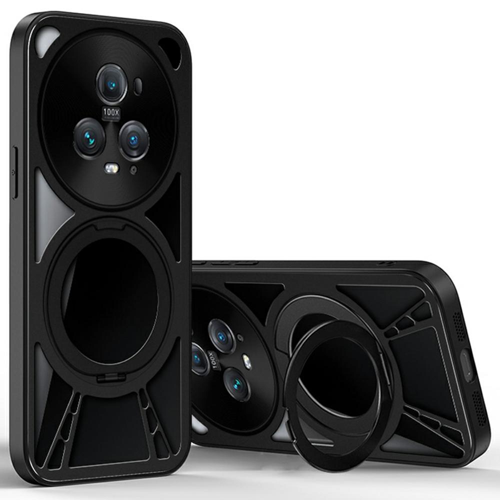 Чехол для Honor Magic5 Pro Магнитная подставка Полая теплоотводящая Силикон+ПК+Металлический бампер Чехол для телефона