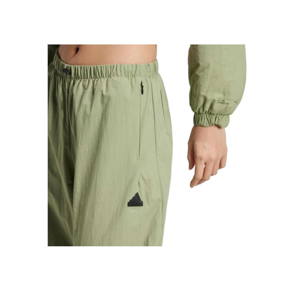 Adidas City Escape Solid Color Loose Weave Casual Pants Women Bottoms Tent-Green IW5205