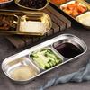 Stainless Steel Dipping Tray with 3 Compartments Easy To Clean Stackable Sauce Bowl Organizer Rack Tableware