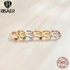 Bisaer 925 Sterling Silver Hypoallergenic Earrings Colorful Cubic Zirconia Women Ear Buckles