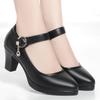 Fashion Thick Heel Platform Shoes Women Pumps 2024 Black Mary Janes Soft Leather High Heels Ladies Office Party Dress Shoes
