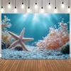 Sparkling Underwater Backdrop Starfish Shells Romantic Ocean Theme Baby Shower Birthday Party Home Decor Photography Background3