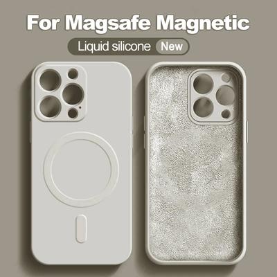 Модный силиконовый магнитный чехол для iPhone 16 15 14 13 12 11 Pro Max 15 Plus для чехла Magsafe с функцией беспроводной зарядки, аксессуары