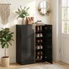 Shoe Cabinet with Quiet Safety Opening, 6 Levels, Handle-Free Design, High Gloss Black