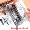 Набор металлических циркулей и линеек для начальной школы - Включает циркуль для рисования окружностей, визитницу, линейку в коробке и чертежные инструменты