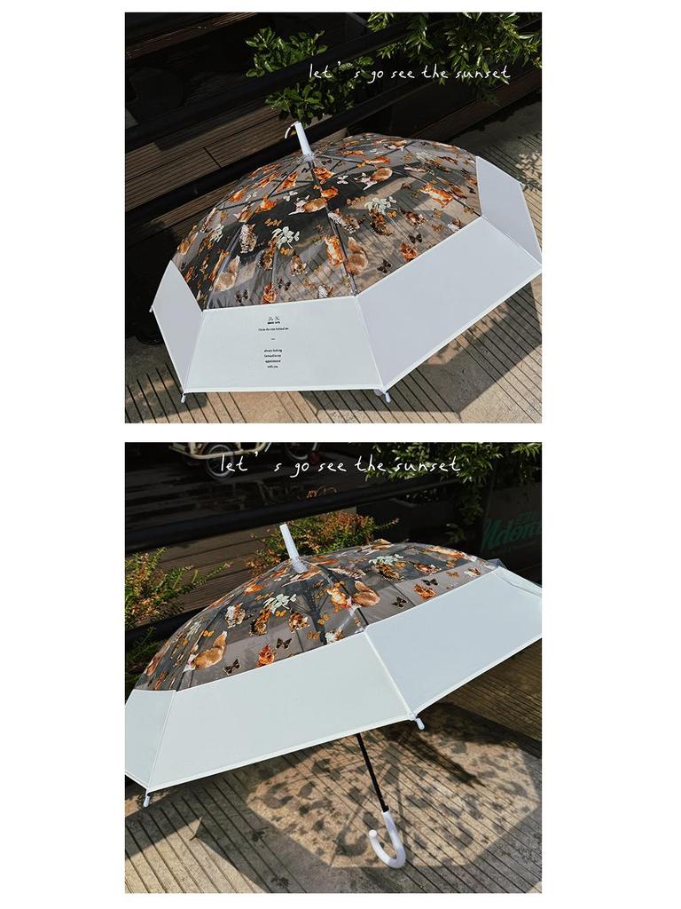 Прозрачный милый зонт-кошка - Стильный полуавтоматический с длинной ручкой для женщин