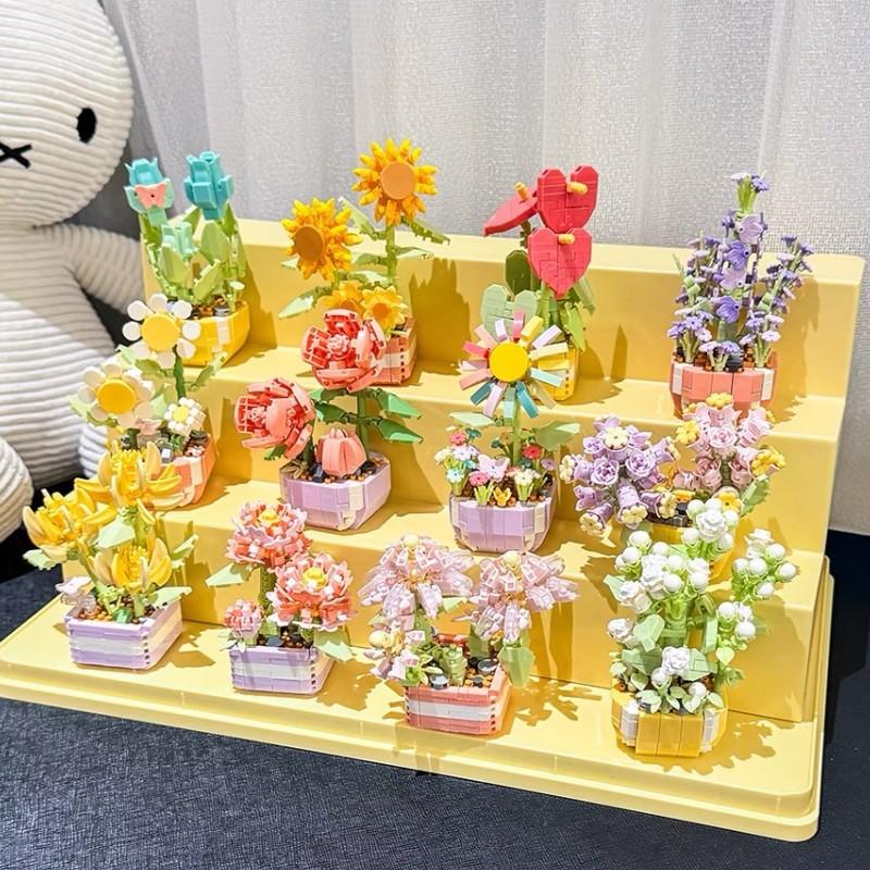 DIY Potted Plants Model Flower Succulents Building Blocks Everlasting Flower Bonsai Tree Gardens Romantic Bricks Kids Kits Toys