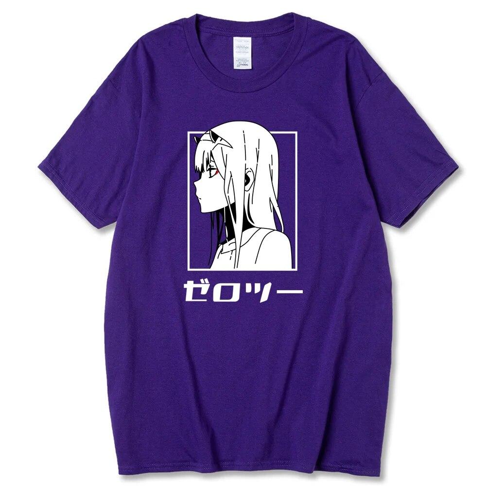 Футболка с японским аниме «Darling In The Franxx» унисекс Kawaii футболка с рисунком «Zero Two» Harajuku топы унисекс Unisexga футболки с рисунком мужской унисекс