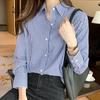 2023 Women's Korean Style Striped Cotton Shirt – Spring Loose Fit, Versatile for Inner or Outer Wear