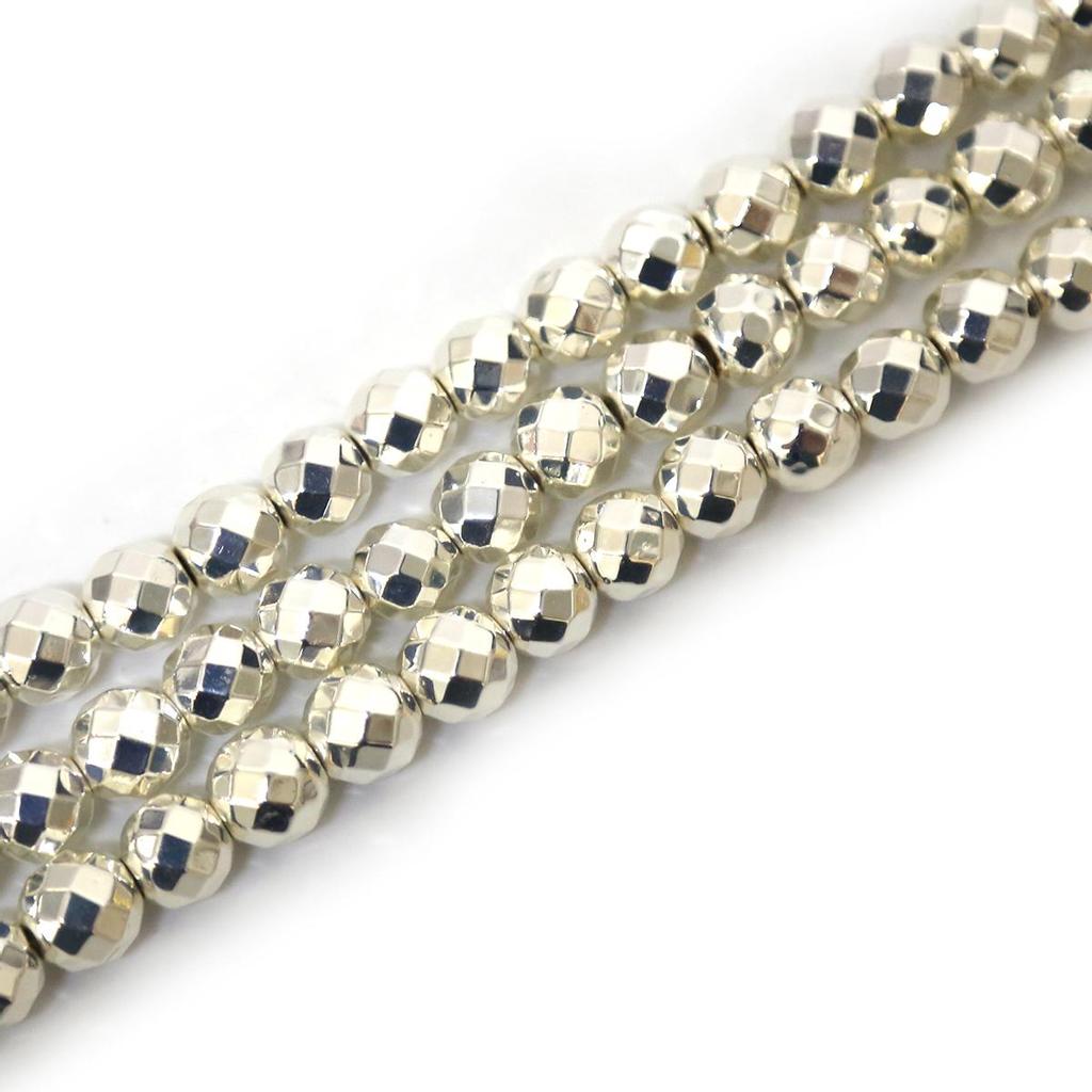 Gold Silvers Faceted Round Black Hematite Natural Stone 4/6/8/10mm Spacer Loose Beads For Jewelry Making