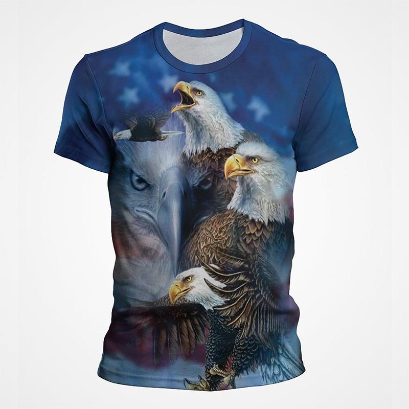 Футболки в уличном стиле с принтом американского орла и ястреба Белая голова морского орла с графическим принтом, полностью покрытая футболка Breathe Casual с коротким рукавом