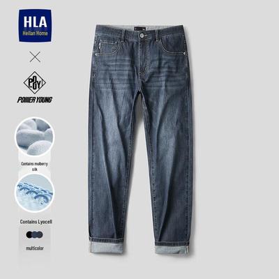 HLA POWER YOUNG Мужские прямые стираные джинсы