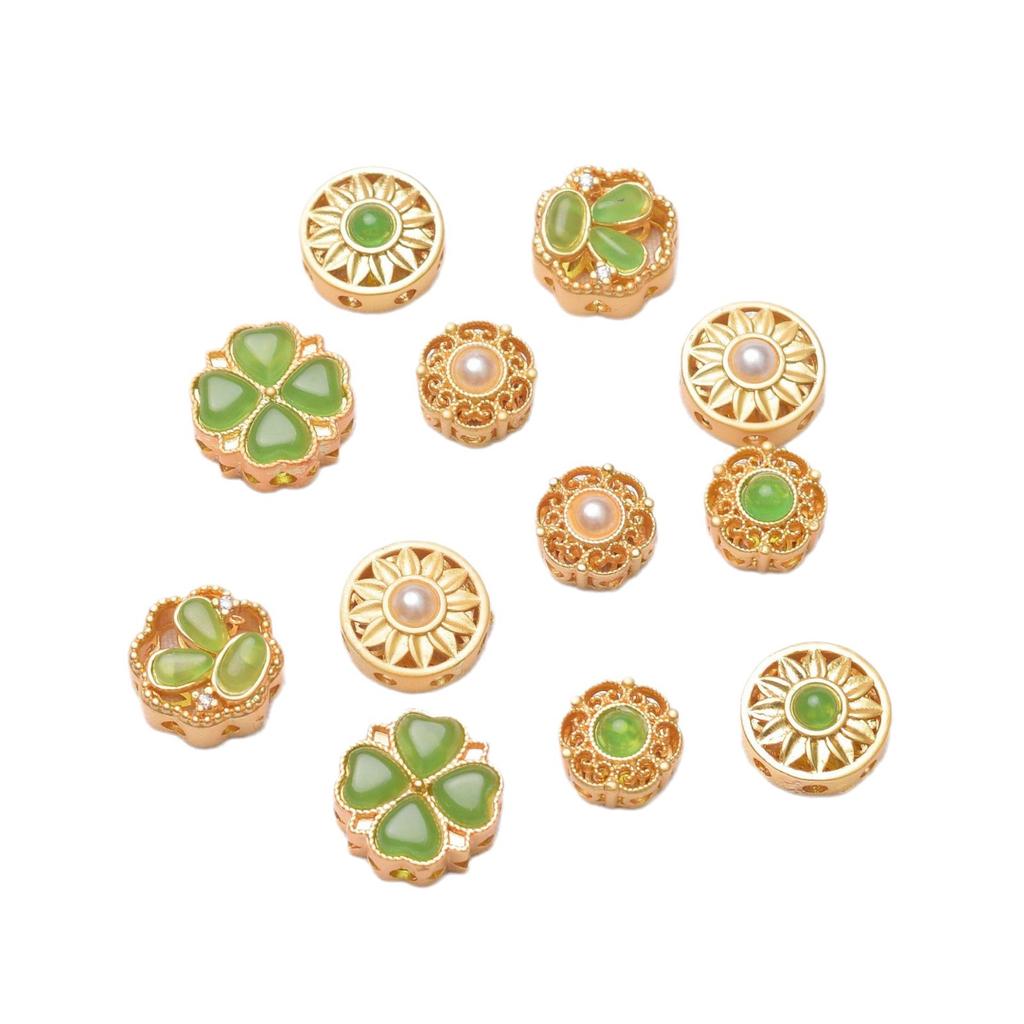 Сохранение цвета Древние золотые бусины Бусины свободного покроя Песочное золото Четырехлистный клевер Аксессуары для браслета своими руками Браслет с аксессуарами для бусин Разделитель для бусин