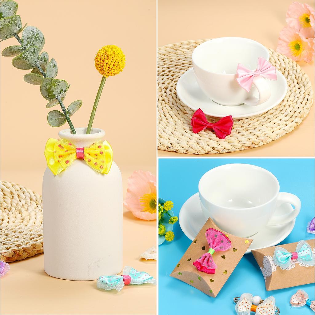 100 шт. 2,4" Мини галстук-бабочка атласная лента банты завязки скрутка банты маленькие бантики украшения для шитья подарок ремесло упаковка