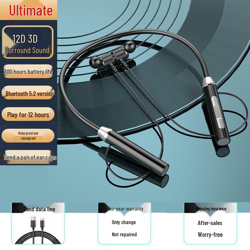 Новые спортивные беспроводные Bluetooth-наушники с шейным ободом: Высококачественный звук и сверхдолгое время работы от аккумулятора для бега