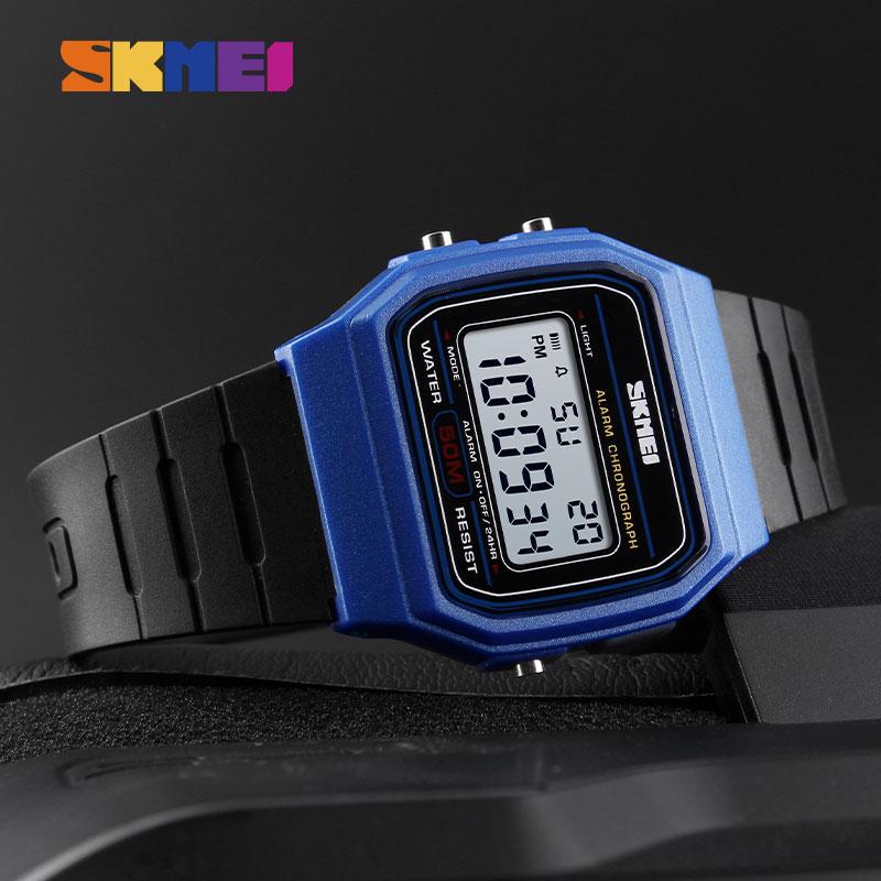 Skmei Часы для пар, модный циферблат, спортивные водонепроницаемые светодиодные часы с датой недели, цифровые повседневные наручные часы