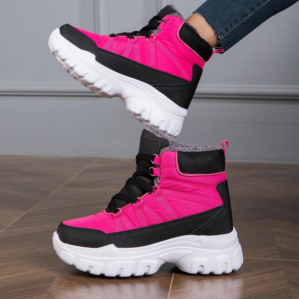 2024 Новые женские повседневные зимние ботинки Роскошные брендовые кроссовки Ботильоны на толстой подошве Теплые плюшевые хлопковые ботинки