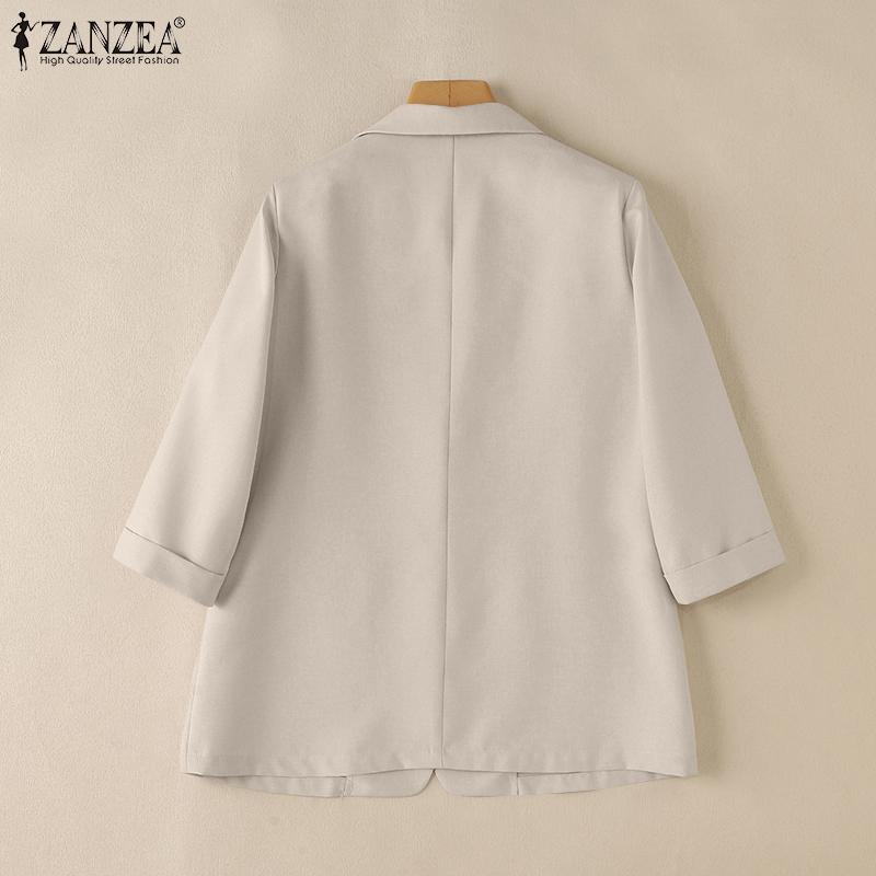 ZANZEA Женский повседневный тонкий кардиган с зазубренными лацканами и длинным рукавом