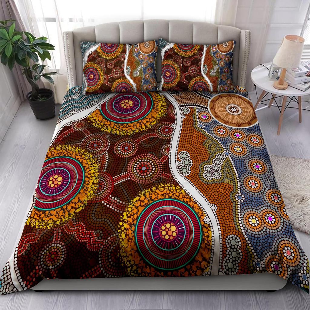 Purple Australian Original Bedding Collection Geometric Pattern Duvet Cover Microfiber Indigenous Style Comforter Cover Twin King Size