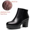 8cm 10cm Small Size 33-43 Thick Bottom Platform Shoes Ankle Boots with Fur 2025 Block High Heels Genuine Leather Boots Office