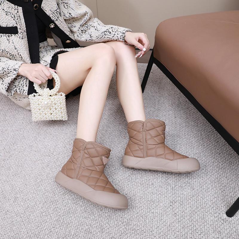 Женские повседневные зимние теплые ботинки для снега, нескользящие ботинки на толстой платформе, ботильоны, подкладка из искусственного меха и флиса, удобные короткие ботинки из искусственной кожи для женщин